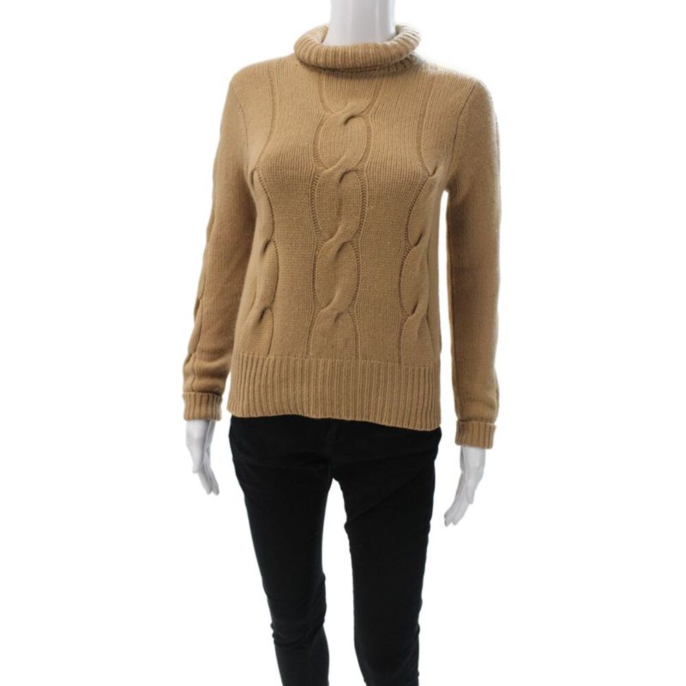 Christopher Fischer Women Pullover Turtleneck 100% Cashmere Beige Size XS